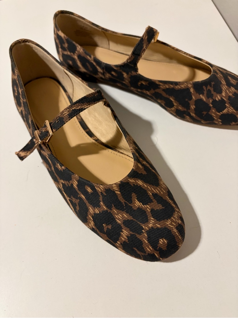 H&M Leopard Print Mary Jane Flats - Brown & Black